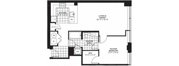 1 bed 1 bath floor plan H at Yale West, Washington, DC, 20001