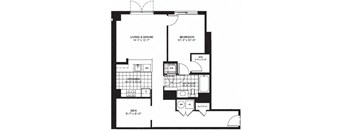1 bed 1 bath floor plan J at Yale West, Washington, DC