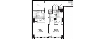 1 bed 1 bath floor plan L at Yale West, Washington, 20001