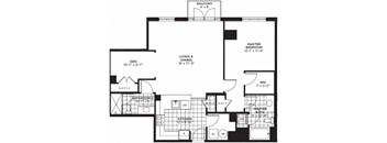 1 bedroom 2 bathroom Floor plan at Yale West, Washington