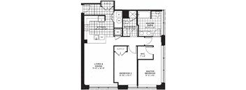 2 bedroom 2 bathroom Floor plan F at Yale West, Washington, 20001