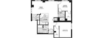 2 bedroom 2 bathroom Floor plan at Yale West, Washington, 20001
