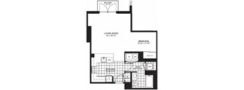 Studio 1 bathroom floor plan C at Yale West, Washington, DC, 20001