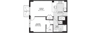 1 bed 1 bath floor plan B at Yale West, Washington, DC
