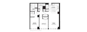 2 bedroom 2 bathroom Floor plan E at Yale West, Washington
