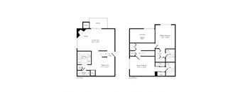 two floor plans of a house with two bedrooms and two bathrooms at Elme Bethesda, Bethesda Maryland