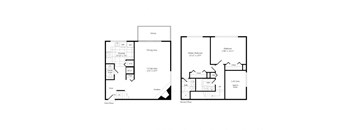 two floor plans of a house with two bedrooms and two bathrooms at Elme Bethesda, Bethesda