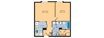 a floor plan of a 1 bedroom apartment at The Ashby at McLean, McLean, 22101