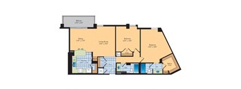 blueprint of a 4 bedroom 2 bath 2100 sq ft floor plan at The Ashby at McLean, Virginia