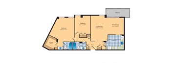 blueprint floor plan of a 1 bedroom apartment at The Ashby at McLean, McLean