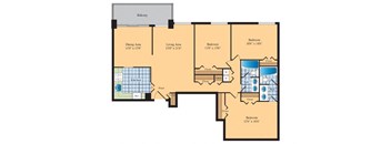 a floor plan of a home with two bedrooms and two bathrooms at The Ashby at McLean, McLean, VA