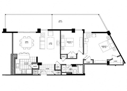 a black and white floor plan of a house at The Ashby at McLean, McLean, VA