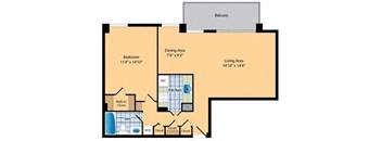 a floor plan of a home with two bedrooms and two bathrooms at The Ashby at McLean, McLean, VA