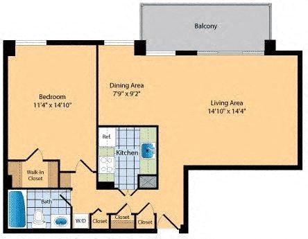 a floor plan of a home with two bedrooms and two bathrooms at The Ashby at McLean, McLean, VA