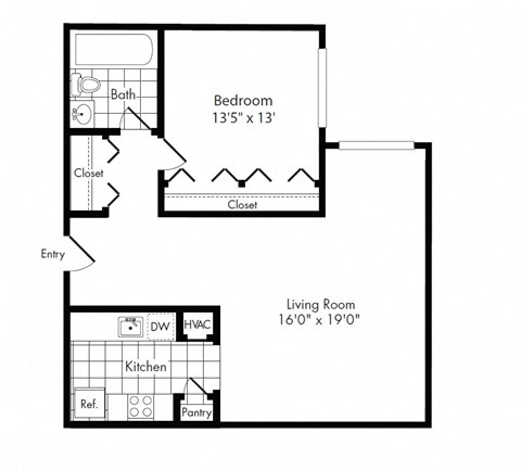 aa9 Floor Plan at Park Adams Apartments, Virginia, 22201