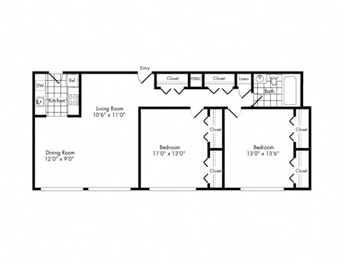 ba2 Floor Plan at Park Adams Apartments, Arlington, Virginia