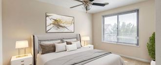 Bedroom With Ceiling Fan at Park Adams Apartments, Arlington, VA, 22201