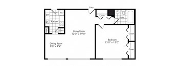 aa1 Floor Plan at Park Adams Apartments, Arlington