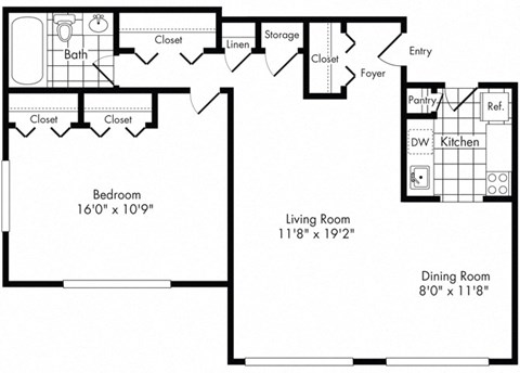 aa3 Floor Plan at Park Adams Apartments, Arlington, 22201