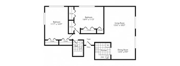 ba1 Floor Plan at Park Adams Apartments, Arlington, VA, 22201