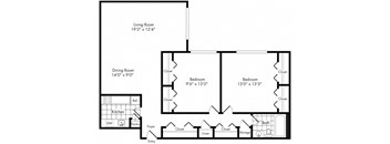ba3 Floor Plan at Park Adams Apartments, Arlington