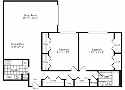 ba3 Floor Plan at Park Adams Apartments, Arlington