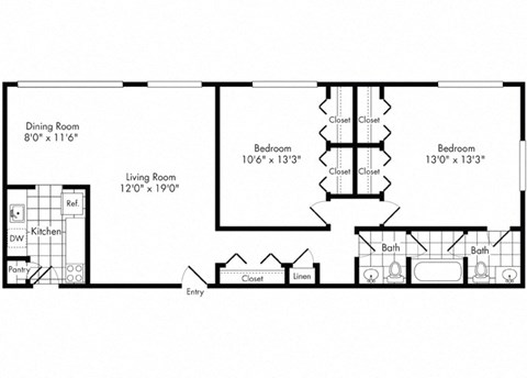 bb1 Floor Plan at Park Adams Apartments, Virginia