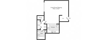 Studio Floor Plan at Park Adams Apartments, Arlington, Virginia