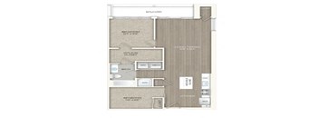 1 bed 1 bath floor plan V at Trove Apartments, Arlington, Virginia