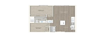 1 bed 1 bath floor plan K at Trove Apartments, Arlington, 22204