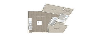 1 bed 1 bath floor plan G at Trove Apartments, Arlington, 22204