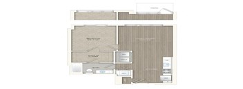 1 bed 1 bath floor plan Dat Trove Apartments, Virginia, 22204