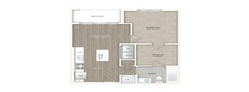 1 bed 1 bath floor plan Oat Trove Apartments, Virginia, 22204