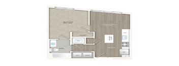 1 bed 1 bath floor plan T at Trove Apartments, Arlington