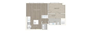 1 bed 1 bath floor plan Nat Trove Apartments, Virginia