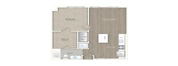 1 bed 1 bath floor plan Cat Trove Apartments, Virginia