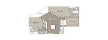 2 bed 2 bath floor plan C at Trove Apartments, Arlington, Virginia