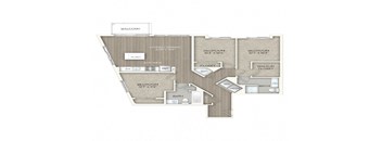 3bed 2 bath floor plan at Trove Apartments, Arlington, 22204