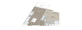 Studio 1 bath floor plan E at Trove Apartments, Arlington, VA, 22204