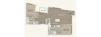 2 bedroom 2 bath floor plan at Trove Apartments, Virginia
