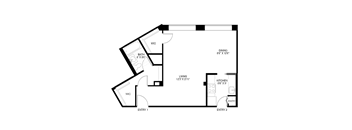 Studio 1 bathroom floor plan A at Wellington Apartments, Arlington, 22204