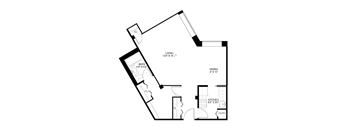 Studio 1 bathroom floor plan C at Wellington Apartments, Arlington