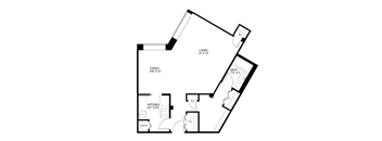 Studio 1 bathroom floor plan D at Wellington Apartments, Virginia