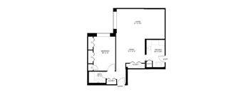 1 bedroom 1 bathroom Floor plan at Wellington Apartments, Virginia, 22204