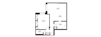 1 bedroom 1 bathroom Floor plan A at Wellington Apartments, Arlington, VA, 22204