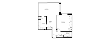 1 bedroom 1 bathroom Floor plan B at Wellington Apartments, Arlington, VA