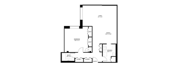 1 bedroom 1 bathroom Floor plan C at Wellington Apartments, Arlington, 22204