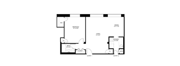 1 bedroom 1 bathroom Floor plan D at Wellington Apartments, Arlington, Virginia