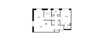 1 bedroom 1 bathroom Floor plan E at Wellington Apartments, Arlington