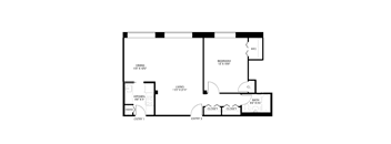 1 bedroom 1 bathroom Floor plan F at Wellington Apartments, Virginia